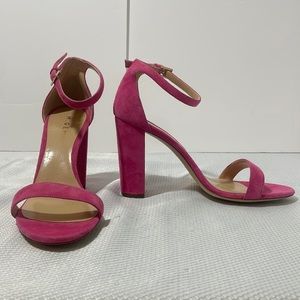 M. Gemi The Pilone Pink Blossom Suede Sandal Open Toe Block Heels